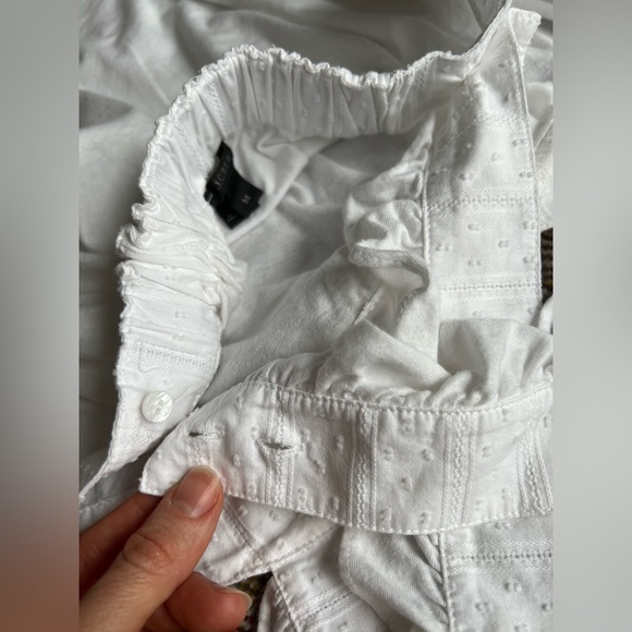 Women’s Medium J. Crew t shirt tank blouse white bow frill straps EUC - Picture 5 of 7